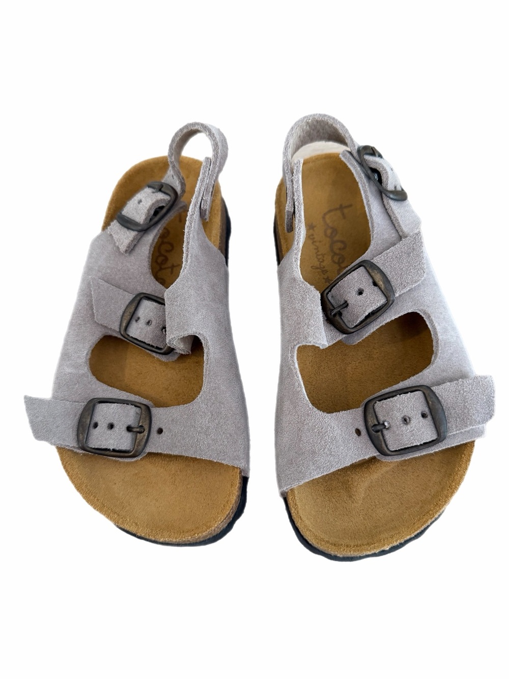 NWT Tocoto Vintage Sandals Gray Suede Buckle Sandals - Size 25
